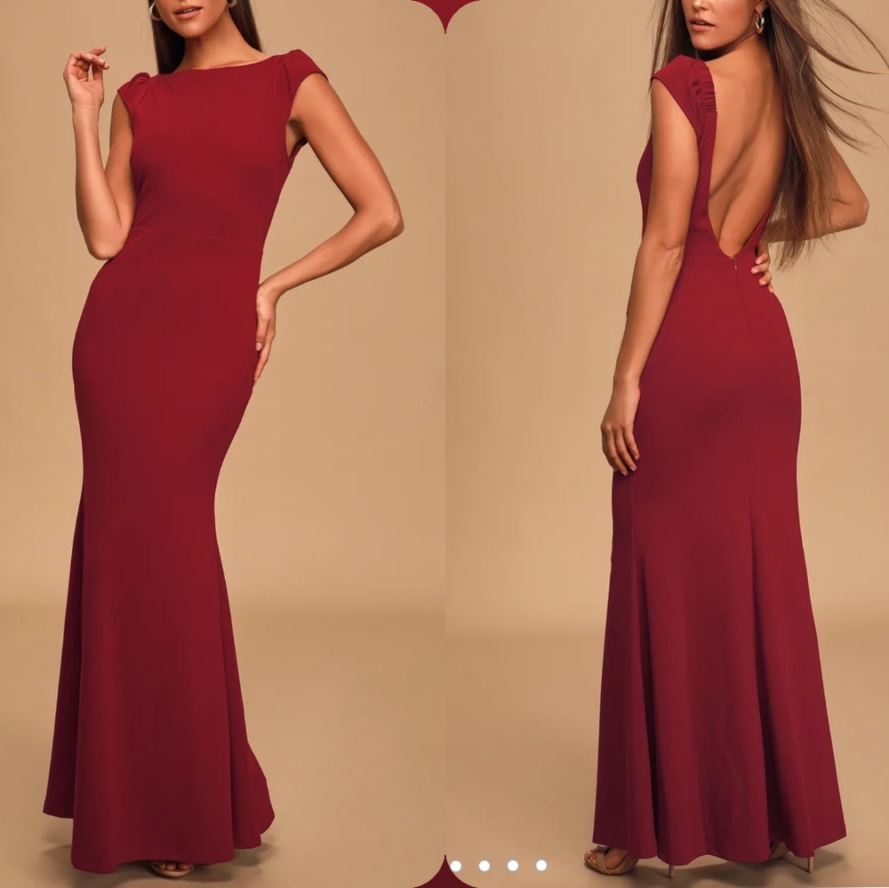 Lulus | Wine Red Mermaid Gown - Picture 1 of 4